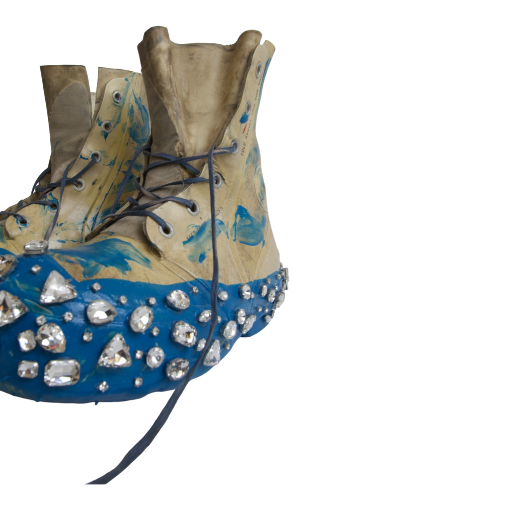 Studded Mickey Boots (White/Blue)