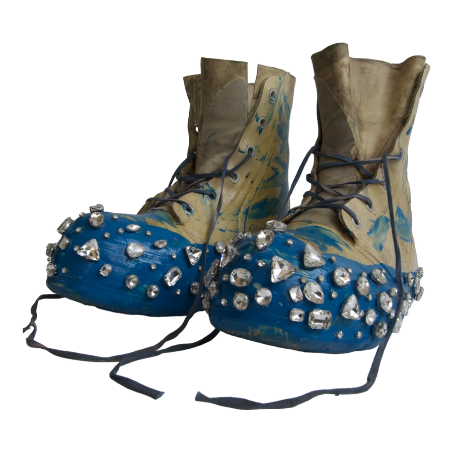 Studded Mickey Boots (White/Blue)