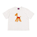Sahara white T-shirt – front view with orange FNK giraffe graphic