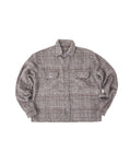 Shonuff Mohair Flannel in gray, black and tan plaid – front product view