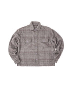 Shonuff Mohair Flannel in gray, black and tan plaid – front product view
