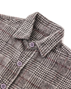 Shonuff Mohair Flannel in gray, black and tan plaid – back product view