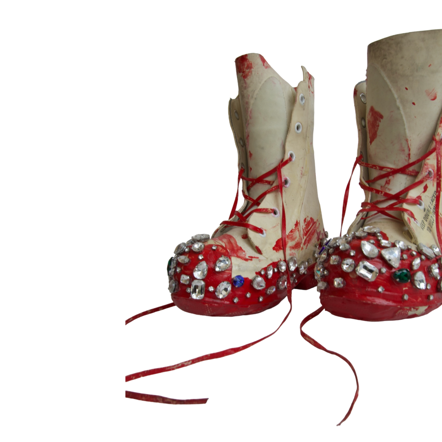 Studded Mickey Boots (White/Red)