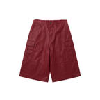 Brick Cargo Shorts in oxblood waxed canvas – front product view