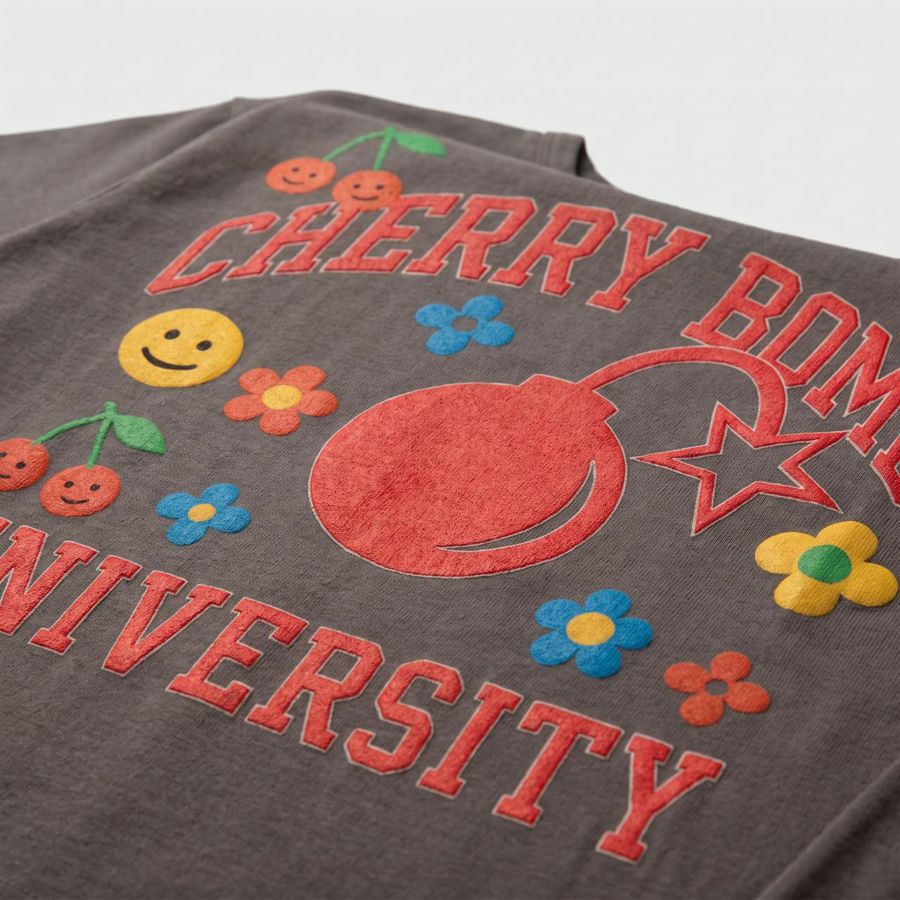 Cherry Bomb T Shirt – Close-up: print / fabric