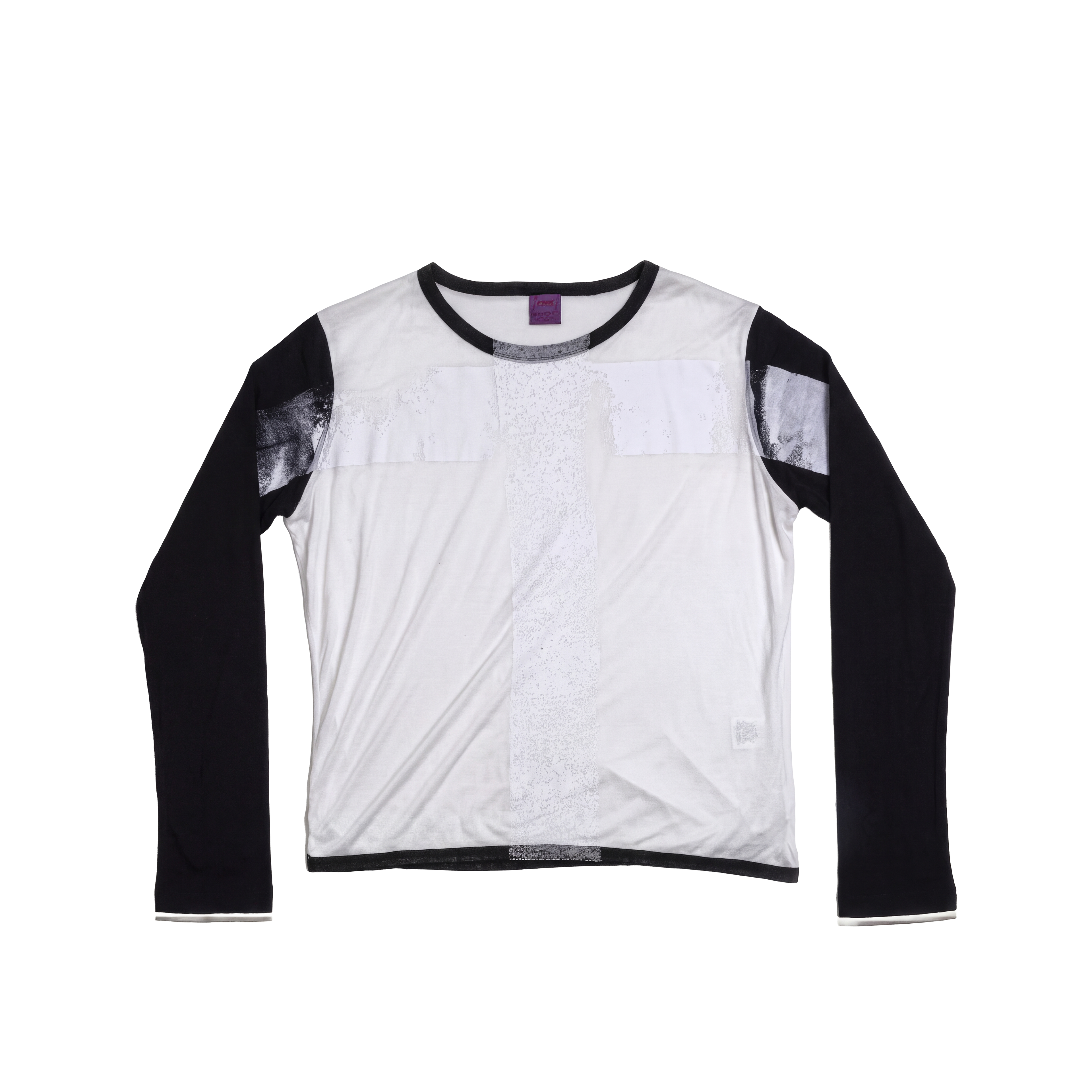 Translucent Cross white and black long-sleeve top – front product view