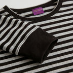 Ds3 Grey Striped Tee – Close-up: collar, cuff, hem