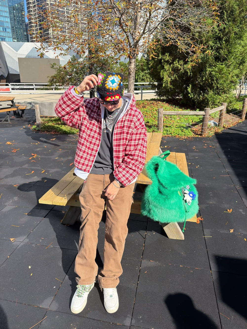 @dickey34 styling the Long Weekend Fur Bag outdoors