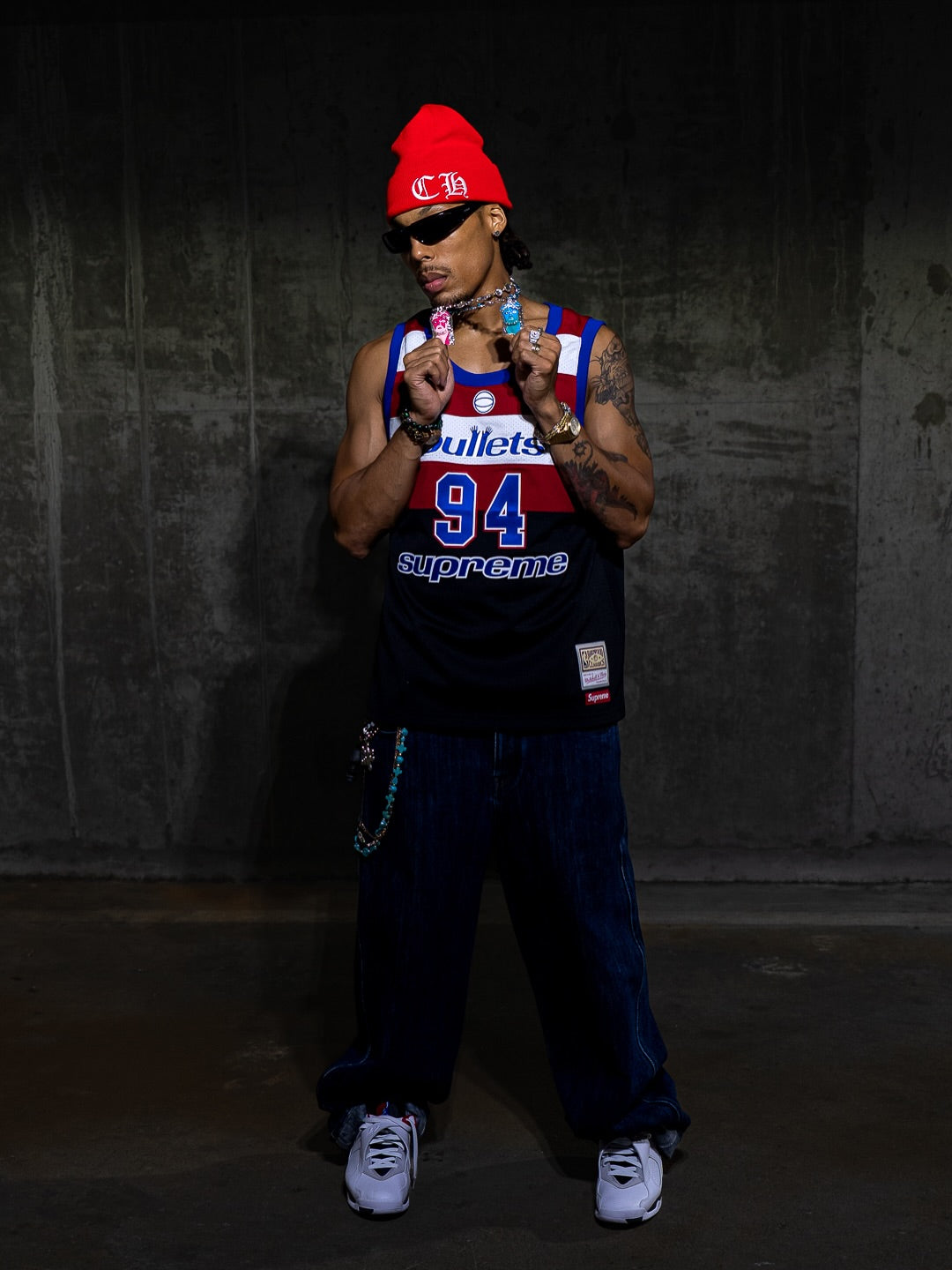 @el_jubo wearing the Pink Lemonade and Blueberry Mona Lisa Jesus chains