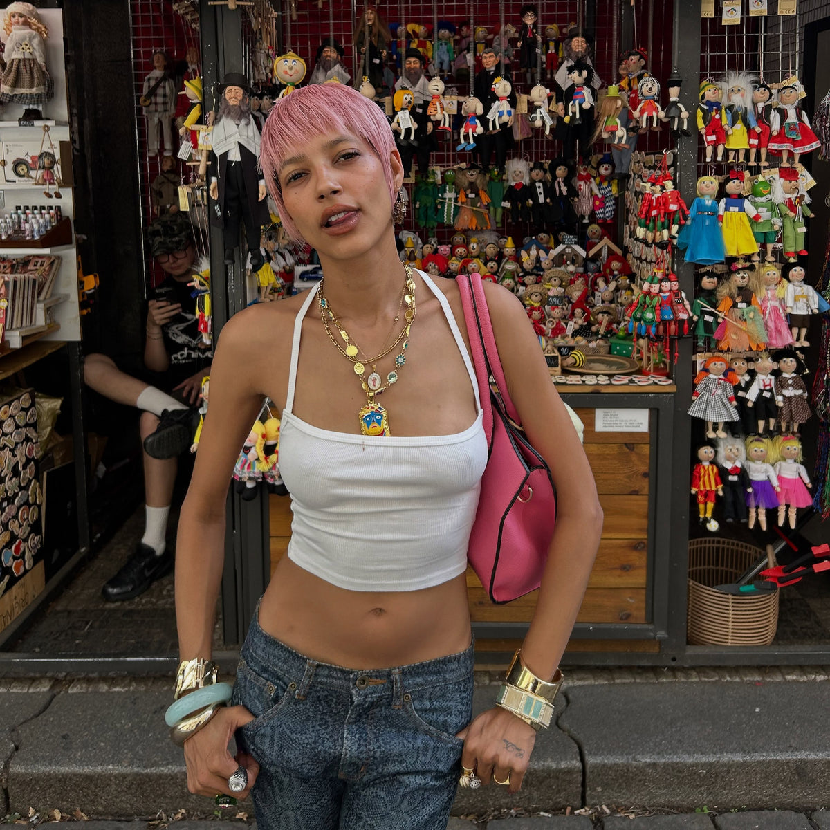 @mariajose.marte wearing Lucky Charm Mona Lisa Jesus Chain
