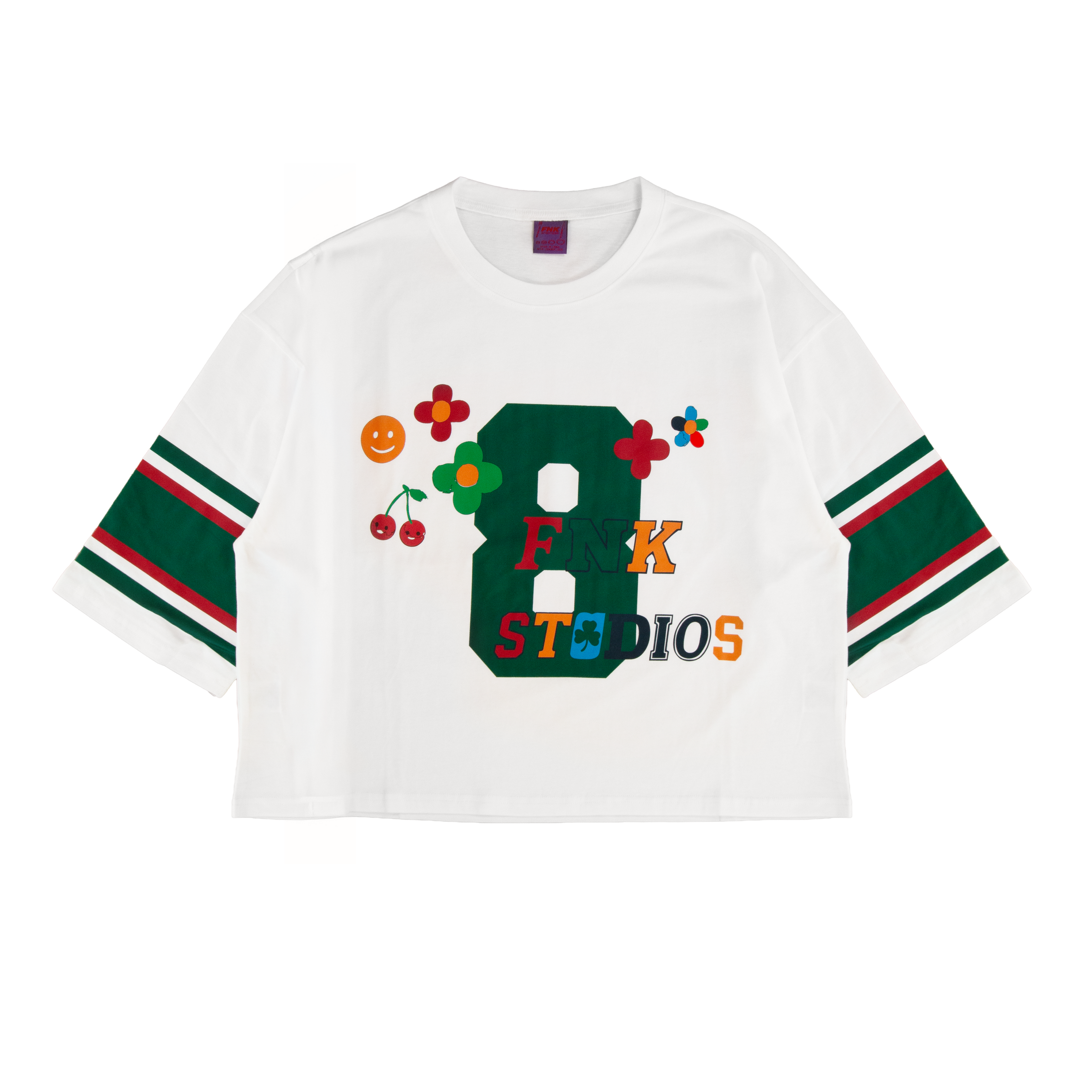 Mamba Jersey white T-shirt – front view with striped sleeves and FNK 8 graphic