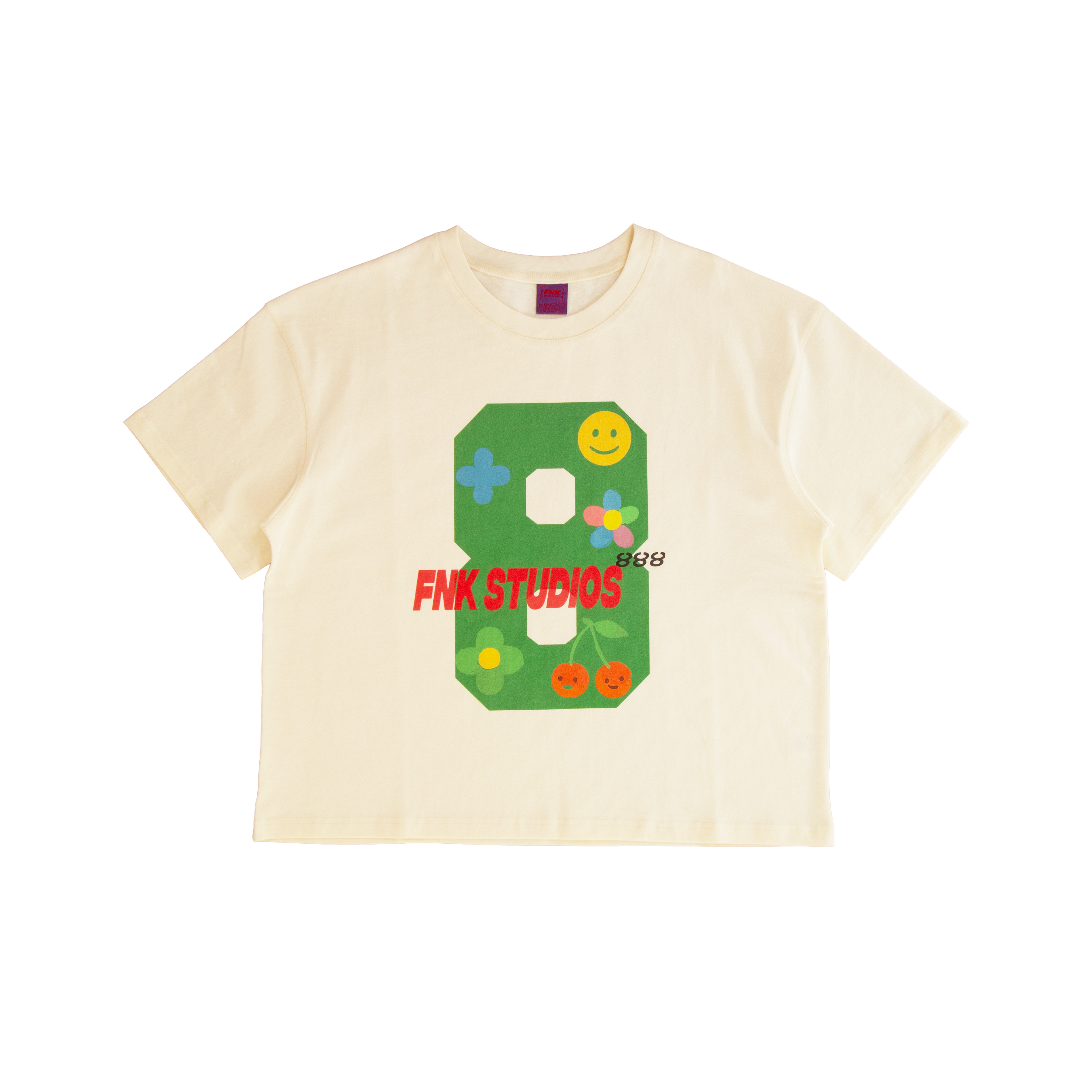 Kobe Monogram cream T-shirt – front view with green FNK 8 graphic