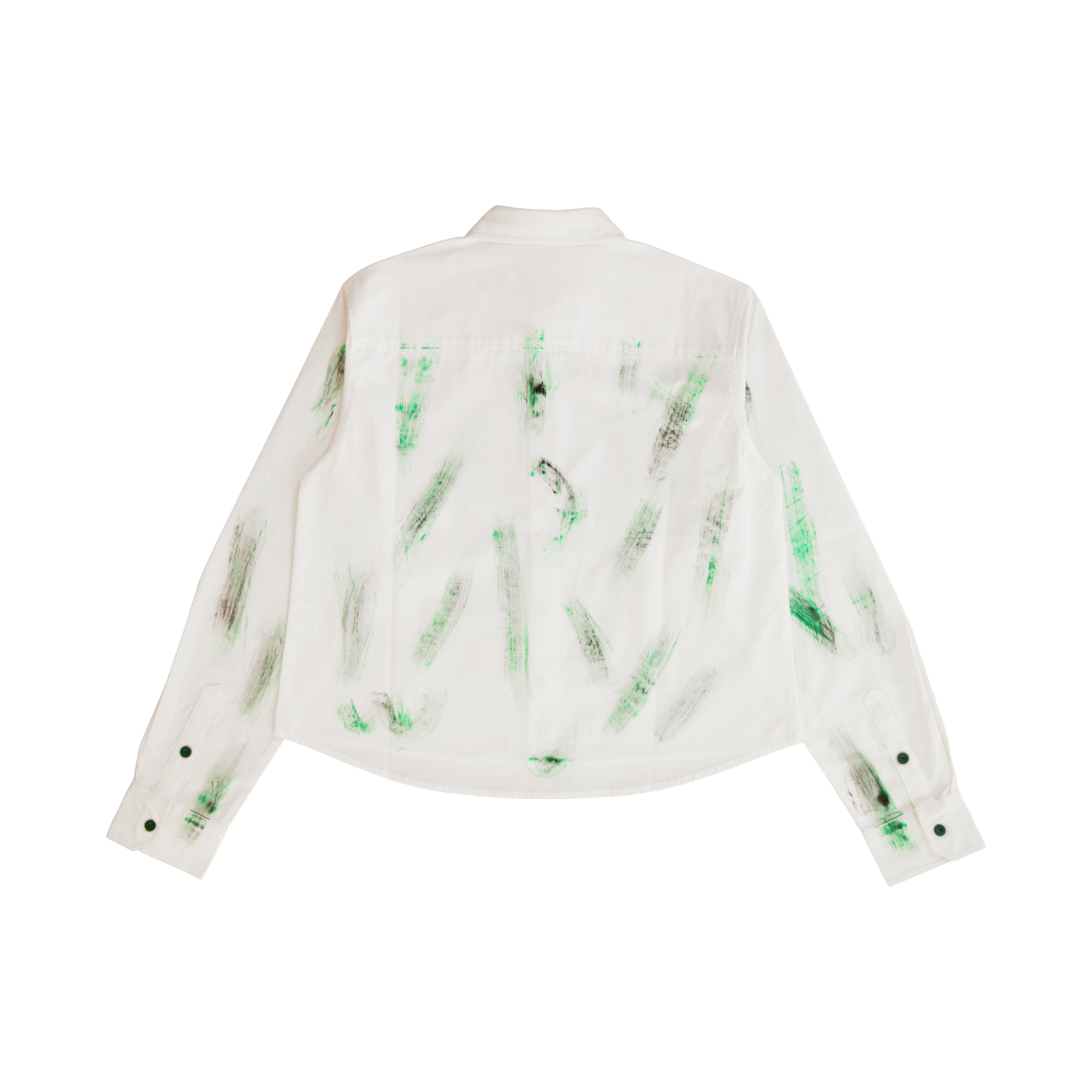Kobe Monogram white button-up shirt – back view with brushstroke details
