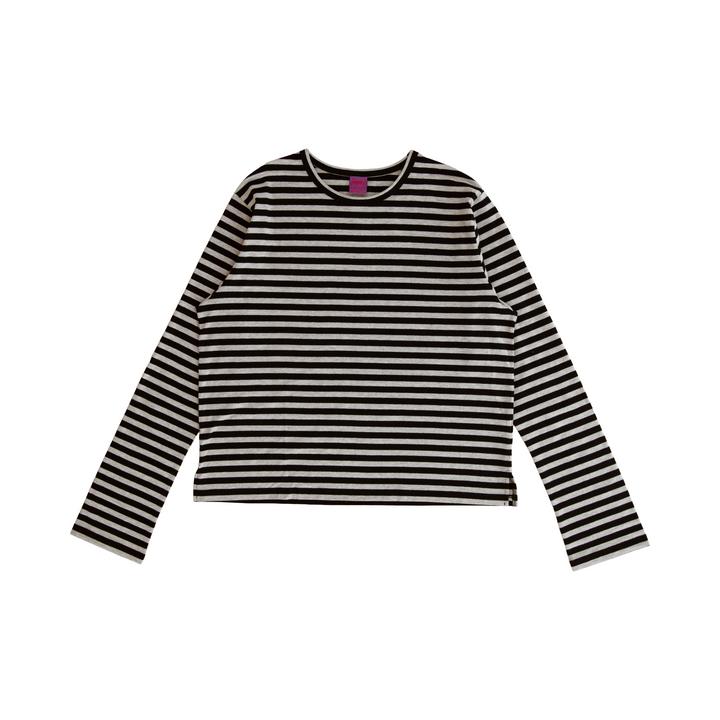 DS3 Grey Striped long-sleeve tee – front view