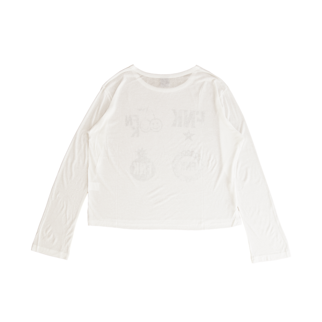 Insignia white semi-sheer long-sleeve T-shirt – plain back view