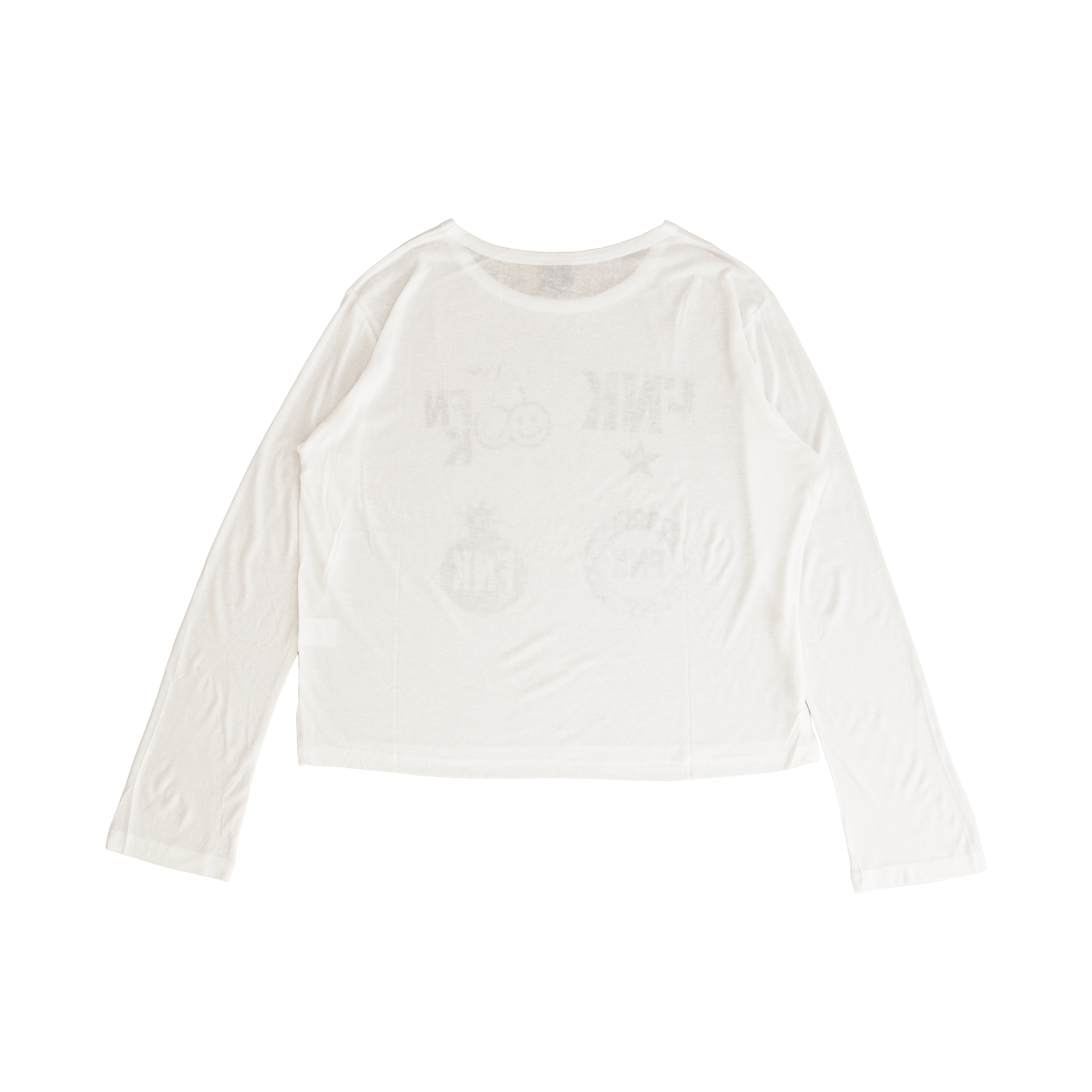Insignia white semi-sheer long-sleeve T-shirt – plain back view