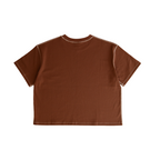 Sore Loser brown T-shirt – plain back view with contrast seams