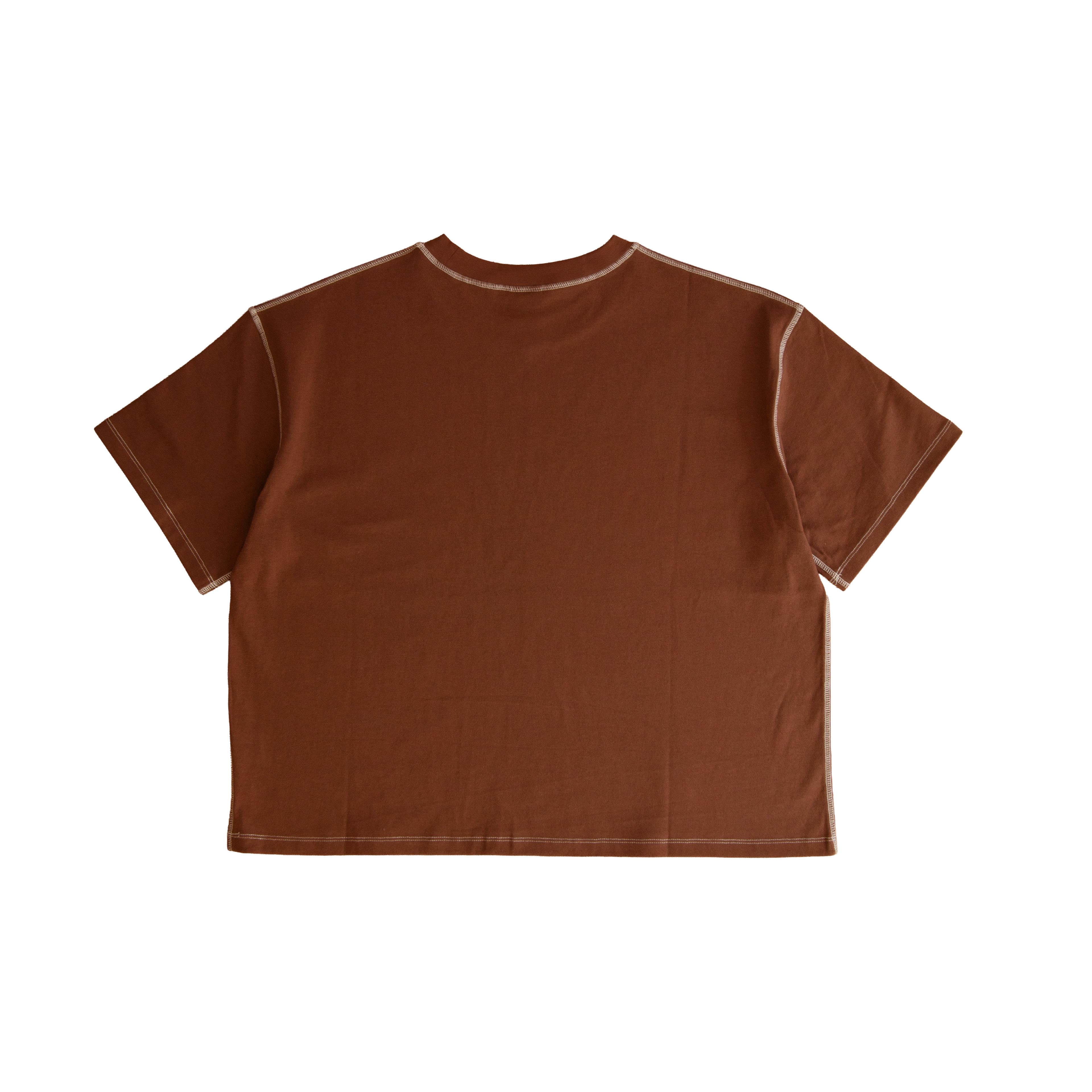 Sore Loser brown T-shirt – plain back view with contrast seams