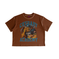Sore Loser brown T-shirt – front view with Crybaby Academy football graphic
