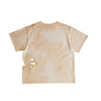 Dstry Uniform cream distressed T-shirt – back view with seam distressing