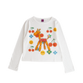 Sahara white long-sleeve T-shirt – front view with multicolor FNK giraffe graphic