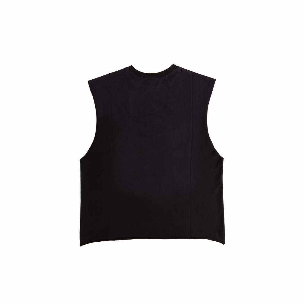 Fork black sleeveless T-shirt – plain back view