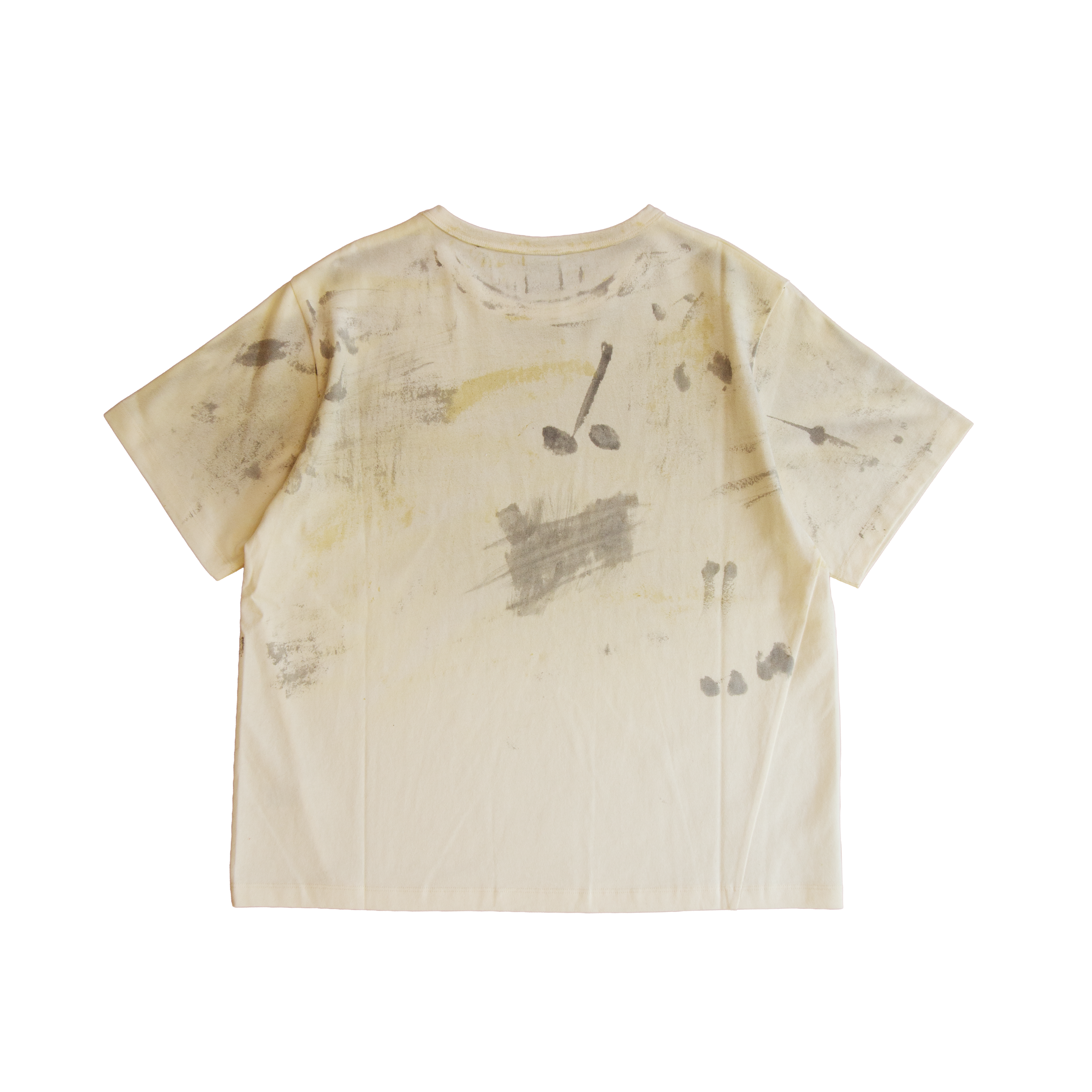 Painters cream T-shirt – back view with paint marks