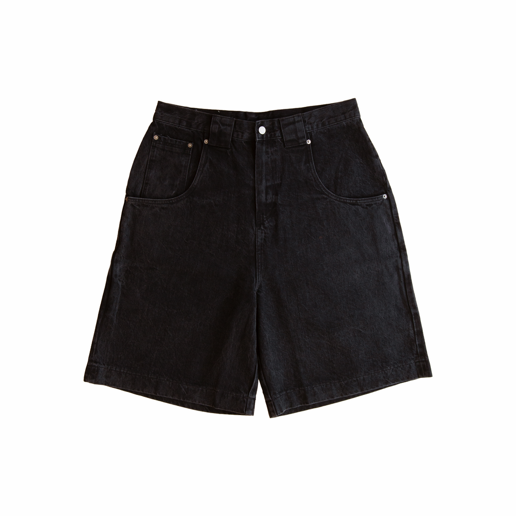 Big Denim Jhorts in black selvedge denim – front view