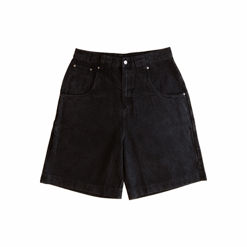 Big Denim Jhorts in black selvedge denim – front view