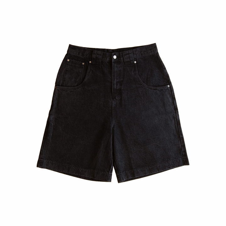 Big Denim Jhorts in black selvedge denim – front view