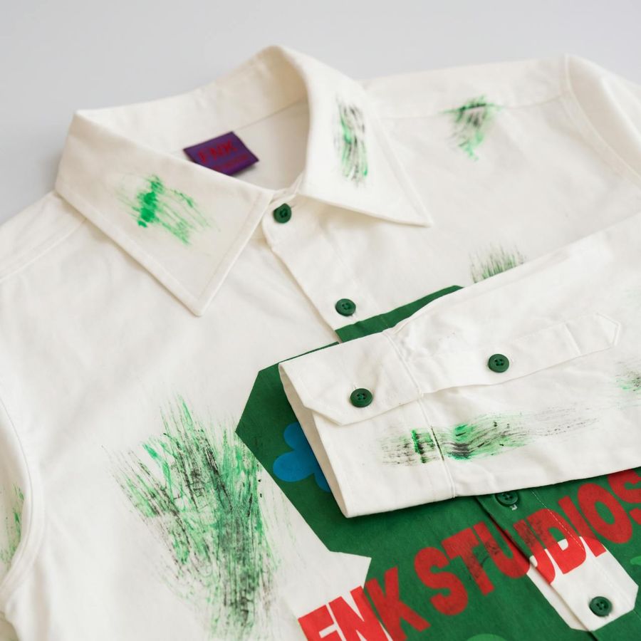 Kobe Monogram Button Up Shirt – Close-up: collar, cuff, hem