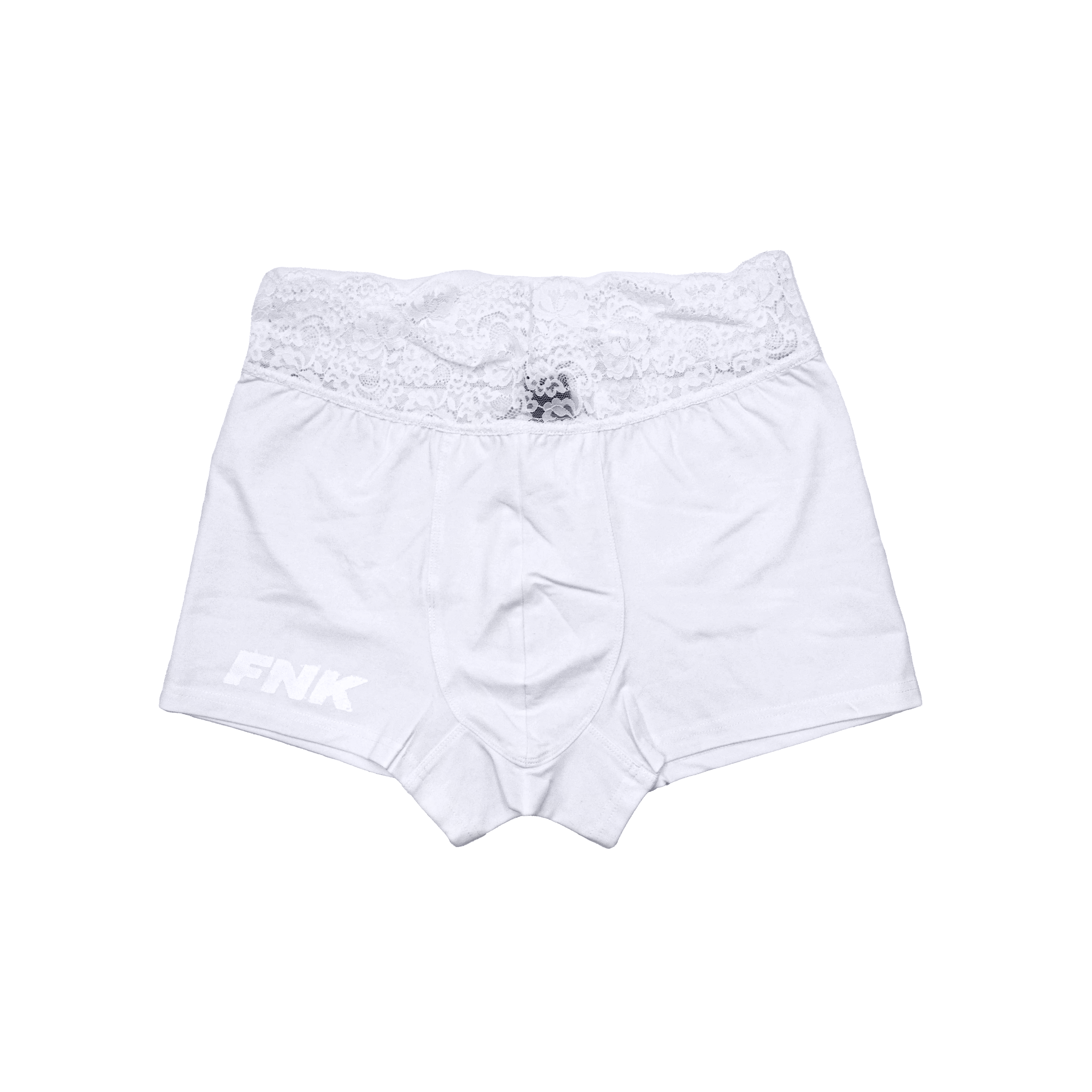 Regina white lace boxer briefs – front product view