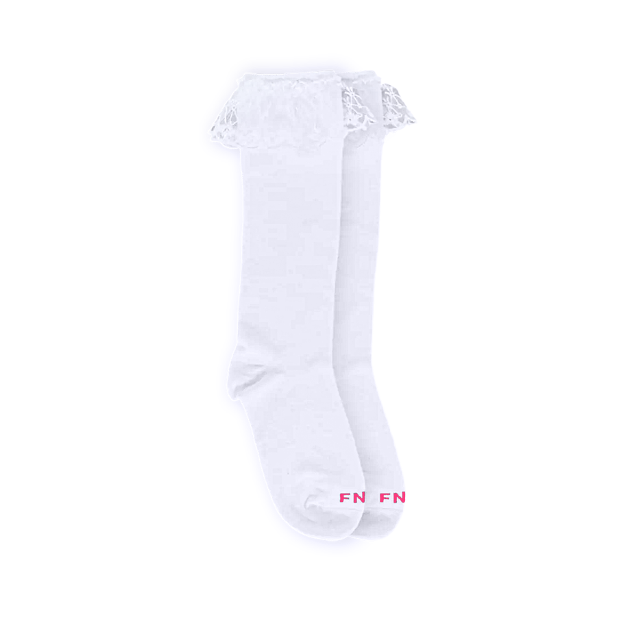 Regina white lace socks – pair with ruffle lace cuffs