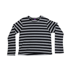 DS3 black and gray striped long-sleeve tee – front product view