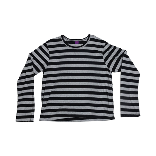 DS3 black and gray striped long-sleeve tee – front product view