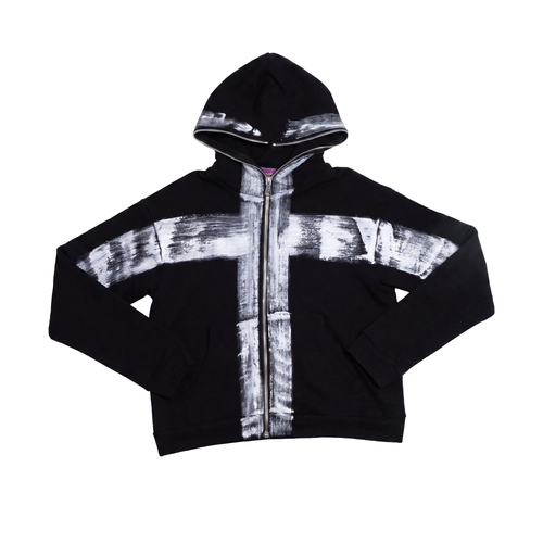 Club Dio black zip-up warm-up top – full product view